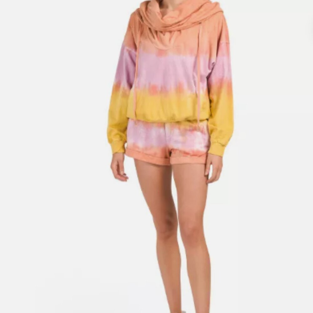 Young Fabulous & Broke - Piper Tie Dye Shorts & Hoodie Coord Set (M)